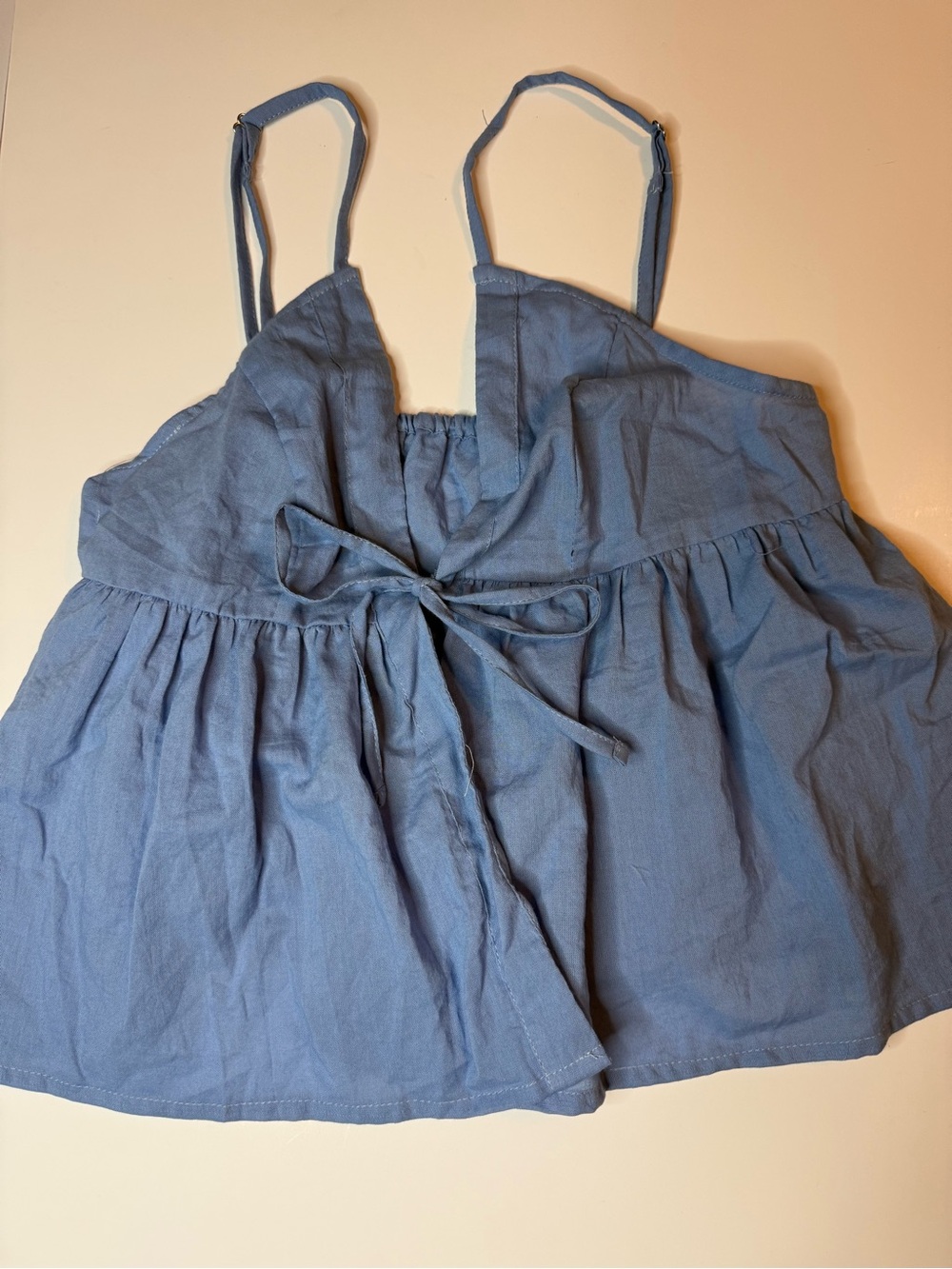 Lotus & Luna Blue Linen-Blend Spaghetti Strap Tank Top